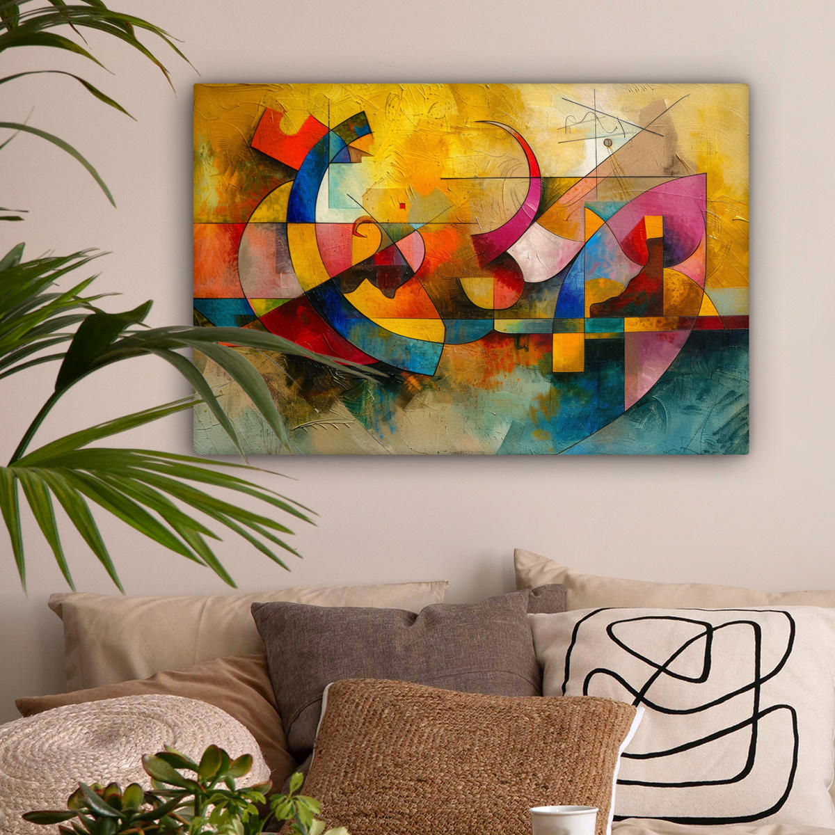 LEINWANDBILD Kunst - Abstrakt - Modern Gemälde 60x40 cm - Gelb, Textil (60/40cm) - MuchoWow