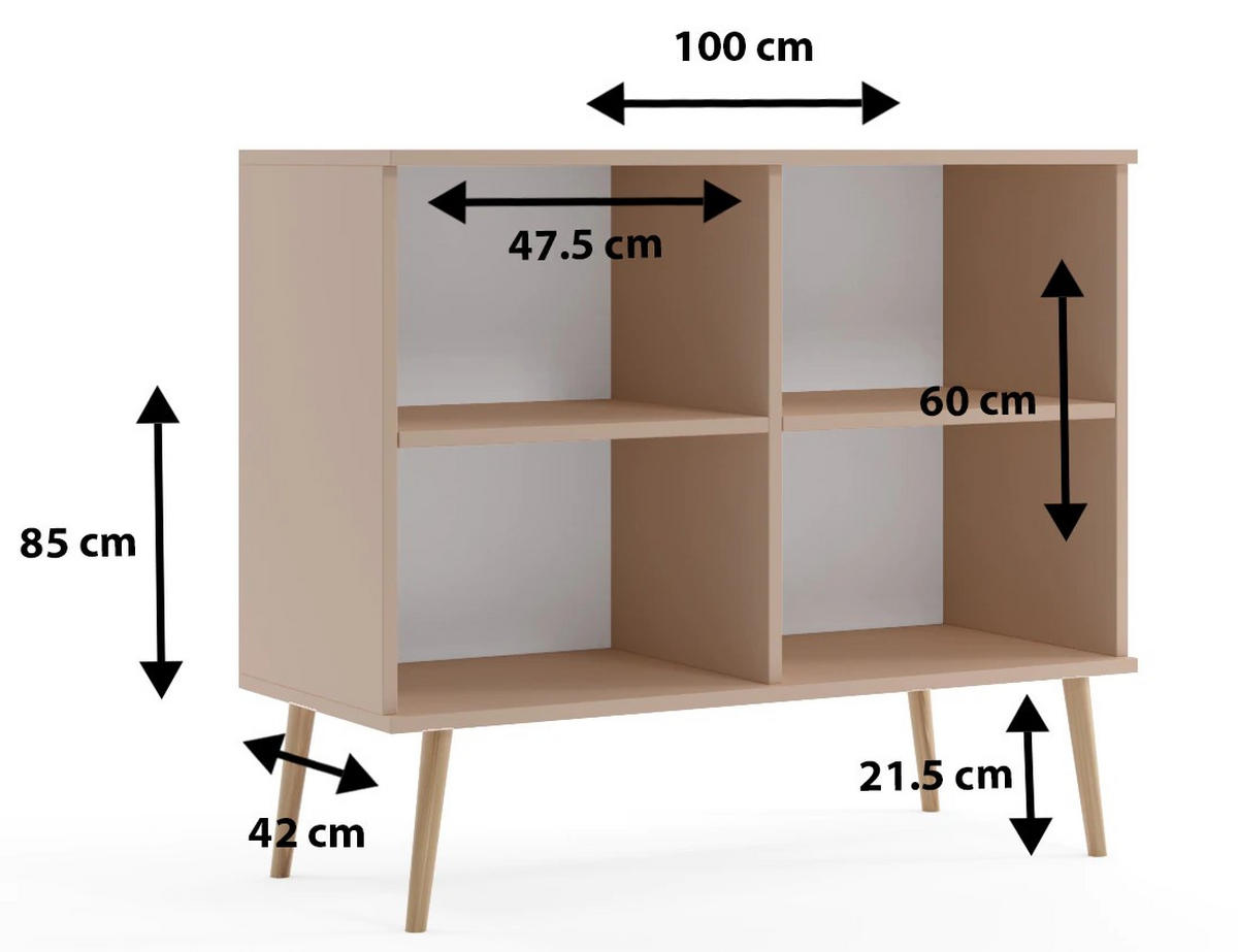 KOMMODE Macchiato Boho Mit Regalen Auf Hohen Beinen - Beige, Holzwerkstoff (100/85/42cm) - Sepro Meble