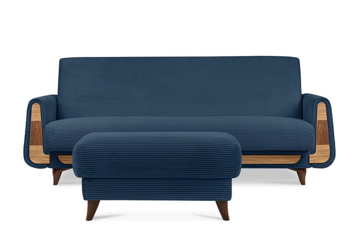 HOCKER GUSTAVO II, Marineblau - Braun/Dunkelblau, Holz/Holzwerkstoff (92/49/92cm) - KONSIMO®