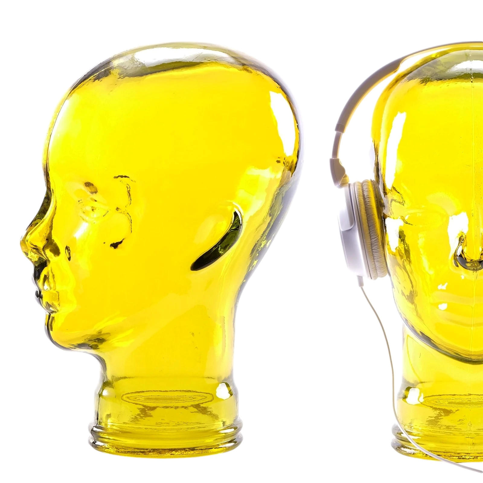KOPFHÖRERSTÄNDER MICK Glas transparent gelb - Gelb, Glas (21/29/21cm) - DESIGN DELIGHTS