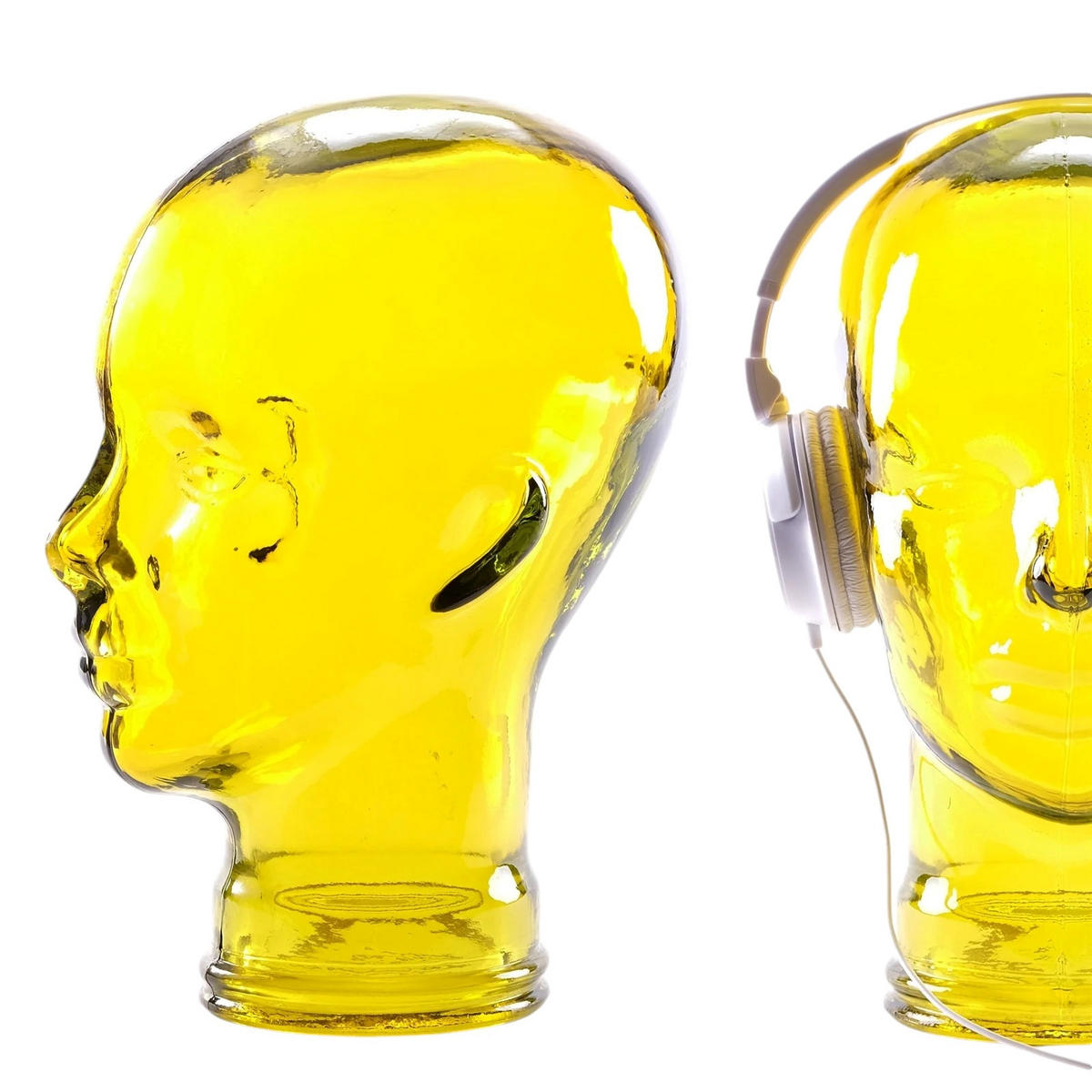 KOPFHÖRERSTÄNDER MICK Glas transparent gelb - Gelb, Glas (21/29/21cm) - DESIGN DELIGHTS