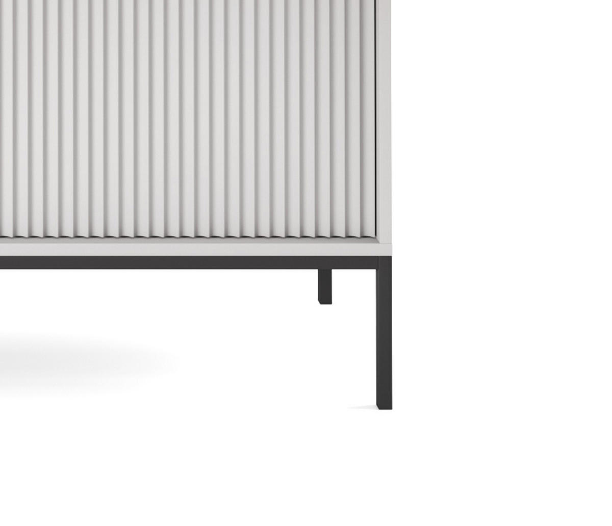 KOMMODE NOVA - KSZ154, Geriffelte Fronten, goldene Griffe 154x39x83 cm Grau - Graphitfarben/Schwarz, Holzwerkstoff/Kunststoff (154/83/39cm) - DomoHome