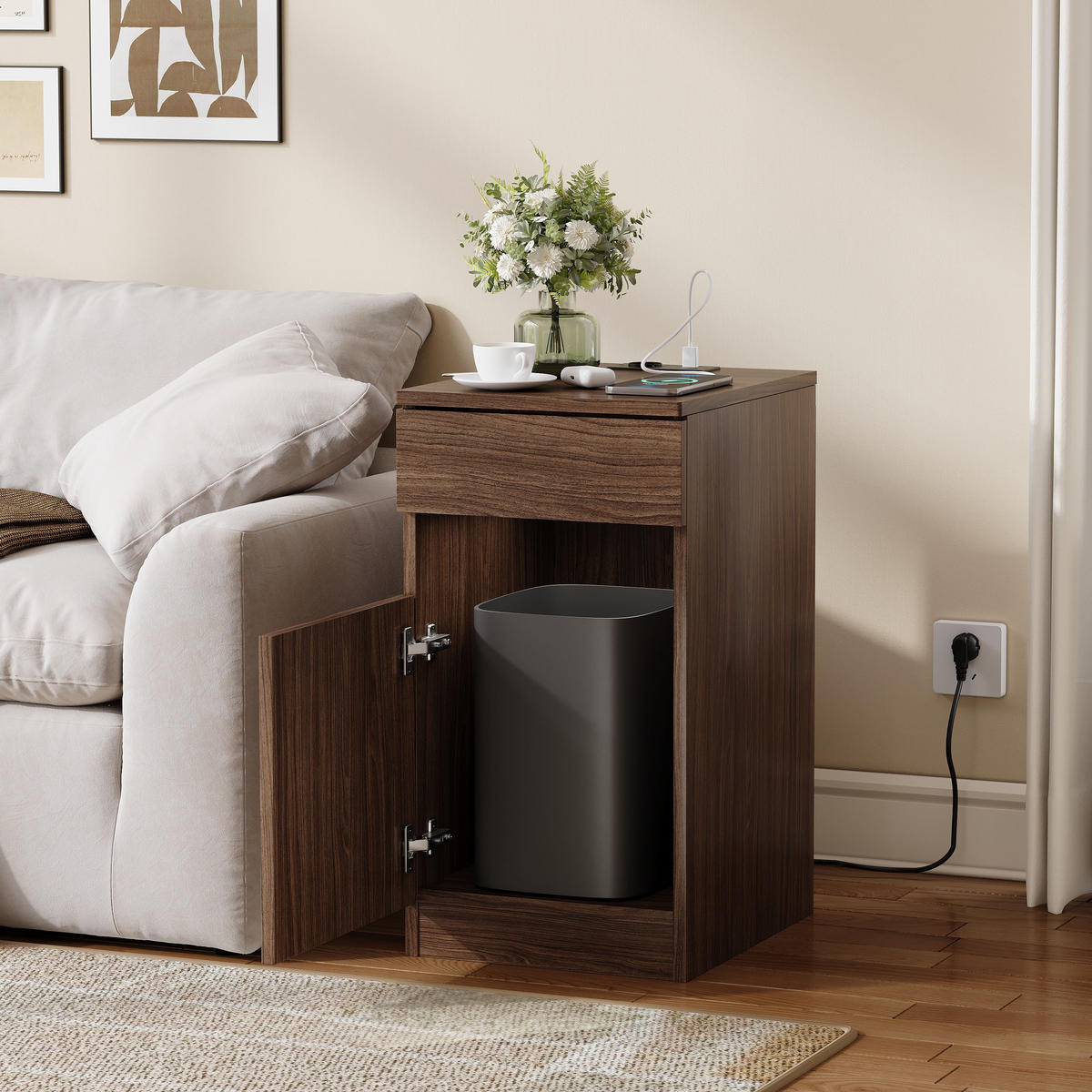 NACHTTISCH Nussbaumfarben 33/40/62 cm - Braun, Holz (33/61.5/40cm) - PANGIVO