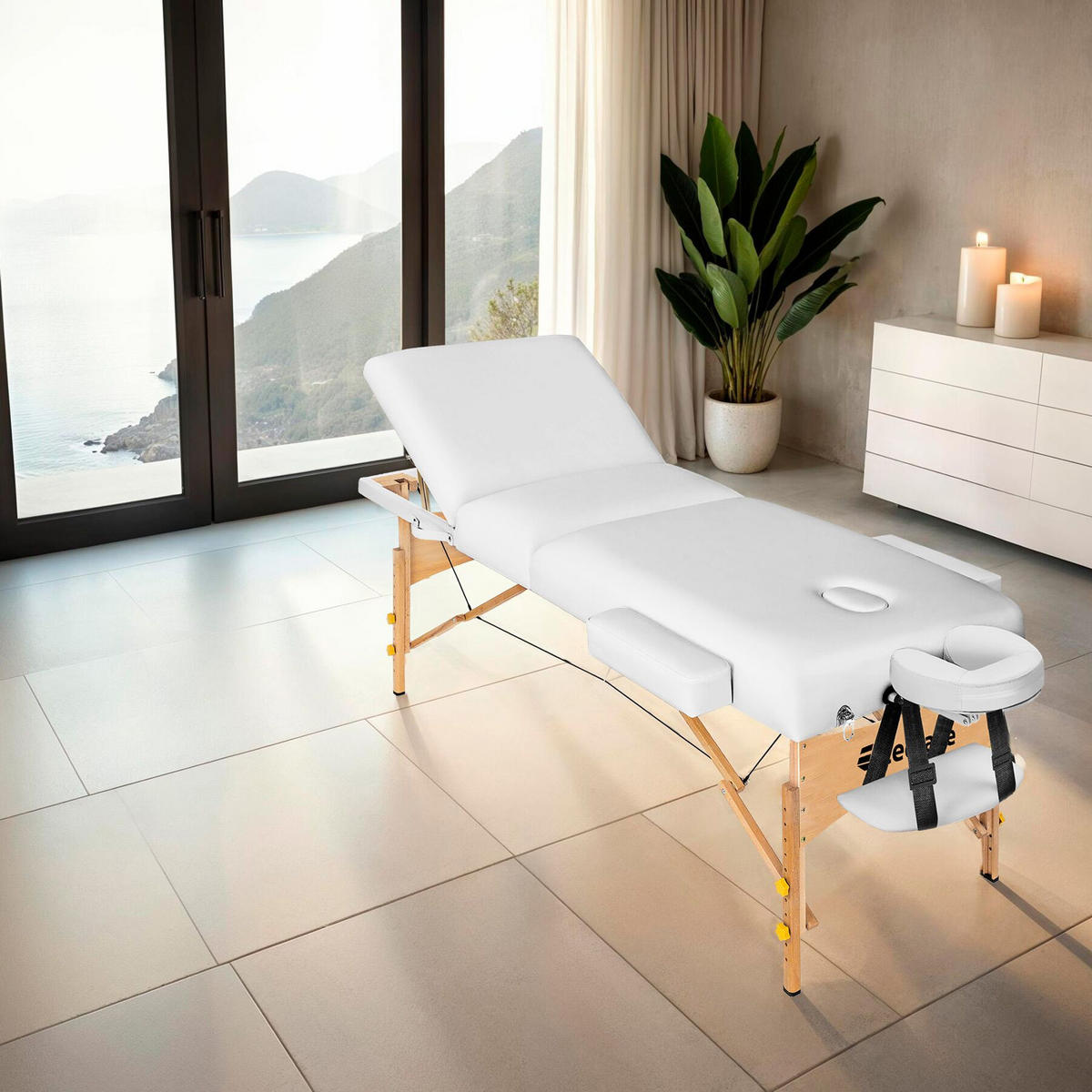 MASSAGELIEGE-SET 3 Zonen Somwang,218 x 102 x 90 cm,weiß - Weiß, Textil (108/90/218cm) - tectake