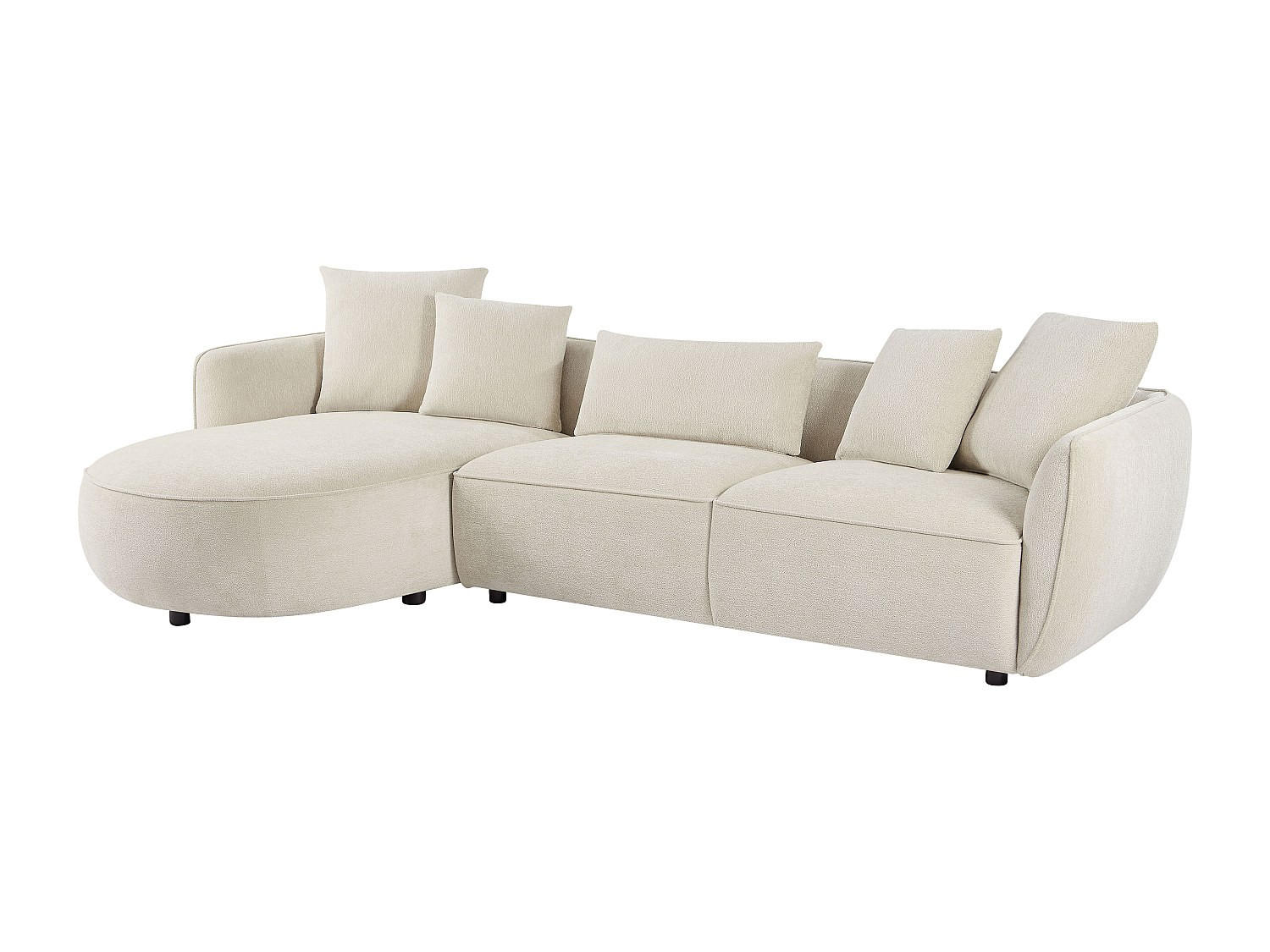 ECKSOFA - Ecke links - Chenille-Stoff - Beige - DOKALO - Beige, Textil (296/166cm) - Vente-Unique