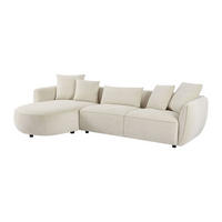 ECKSOFA - Ecke links - Chenille-Stoff - Beige - DOKALO - Beige, Textil (296/166cm) - Vente-Unique