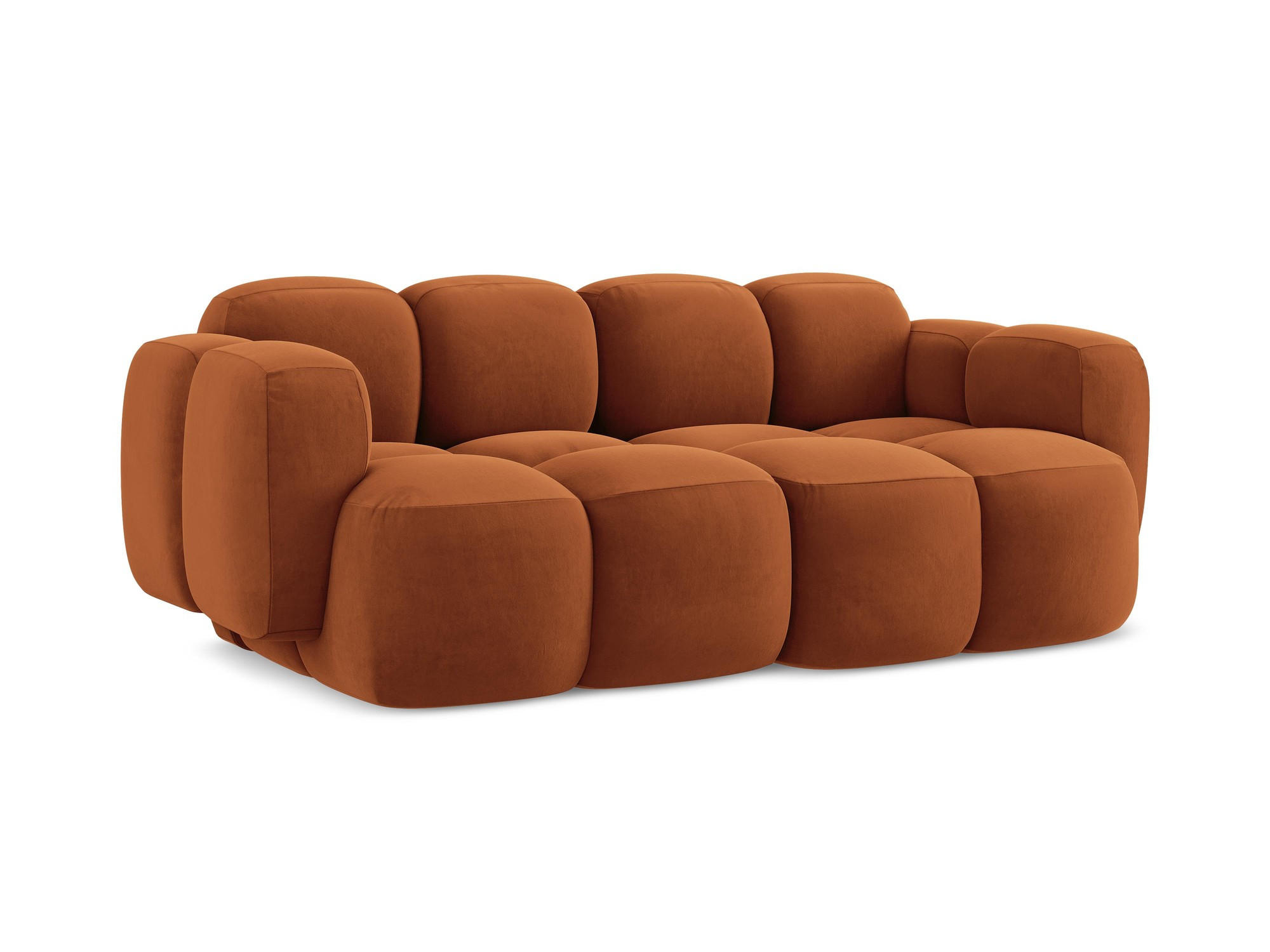 2-SITZER SOFA Samt Stoff Orange - Terra cotta/Schwarz, Holzwerkstoff/Kunststoff (210/72/115cm) - Makamii