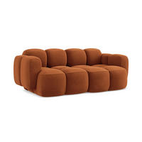 2-SITZER SOFA Samt Stoff Orange - Terra cotta/Schwarz, Holzwerkstoff/Kunststoff (210/72/115cm) - Makamii