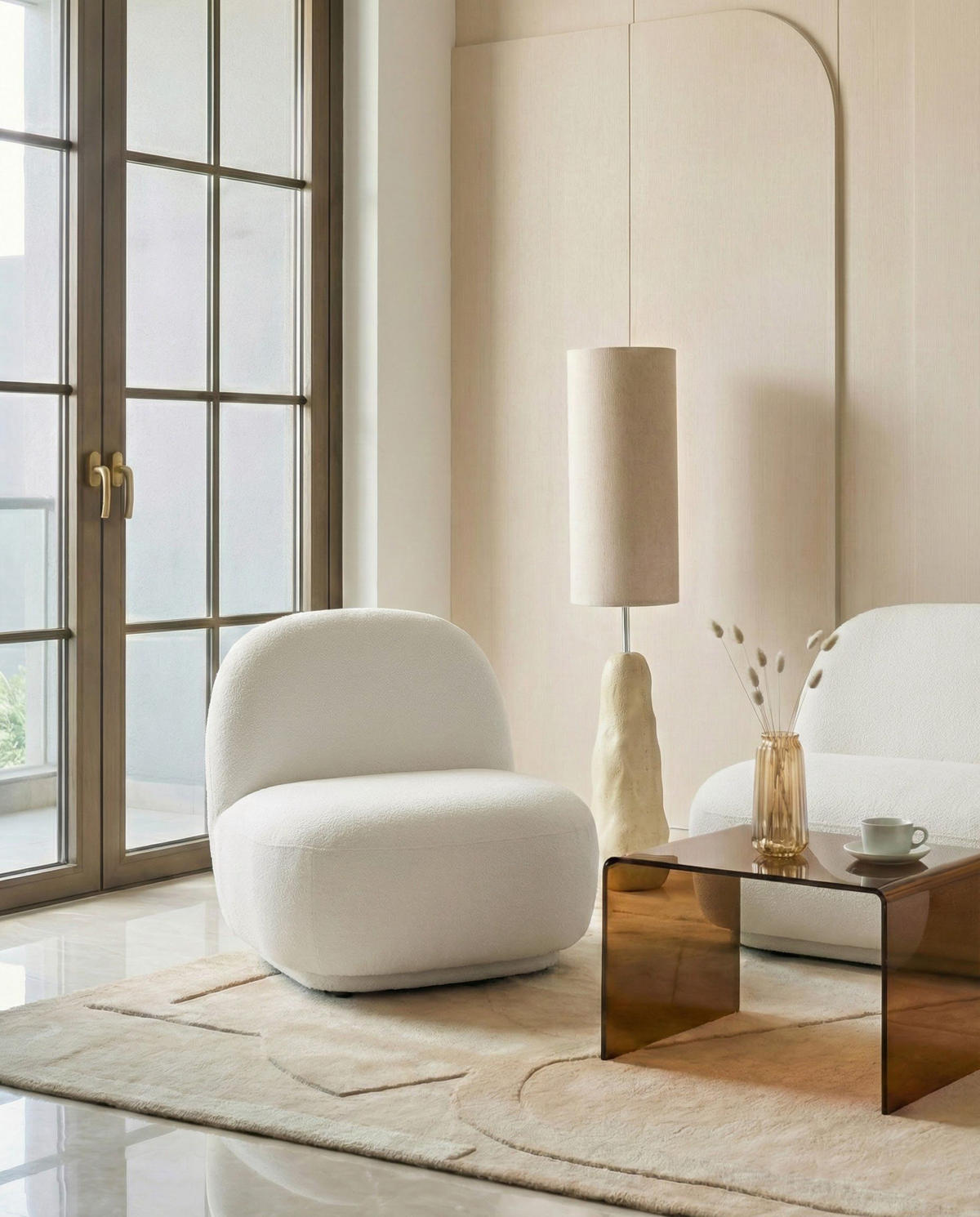 SESSEL Stoff Cremeweiß Lovberg - Creme, Kunststoff/Textil (71/74/80cm) - Beliani