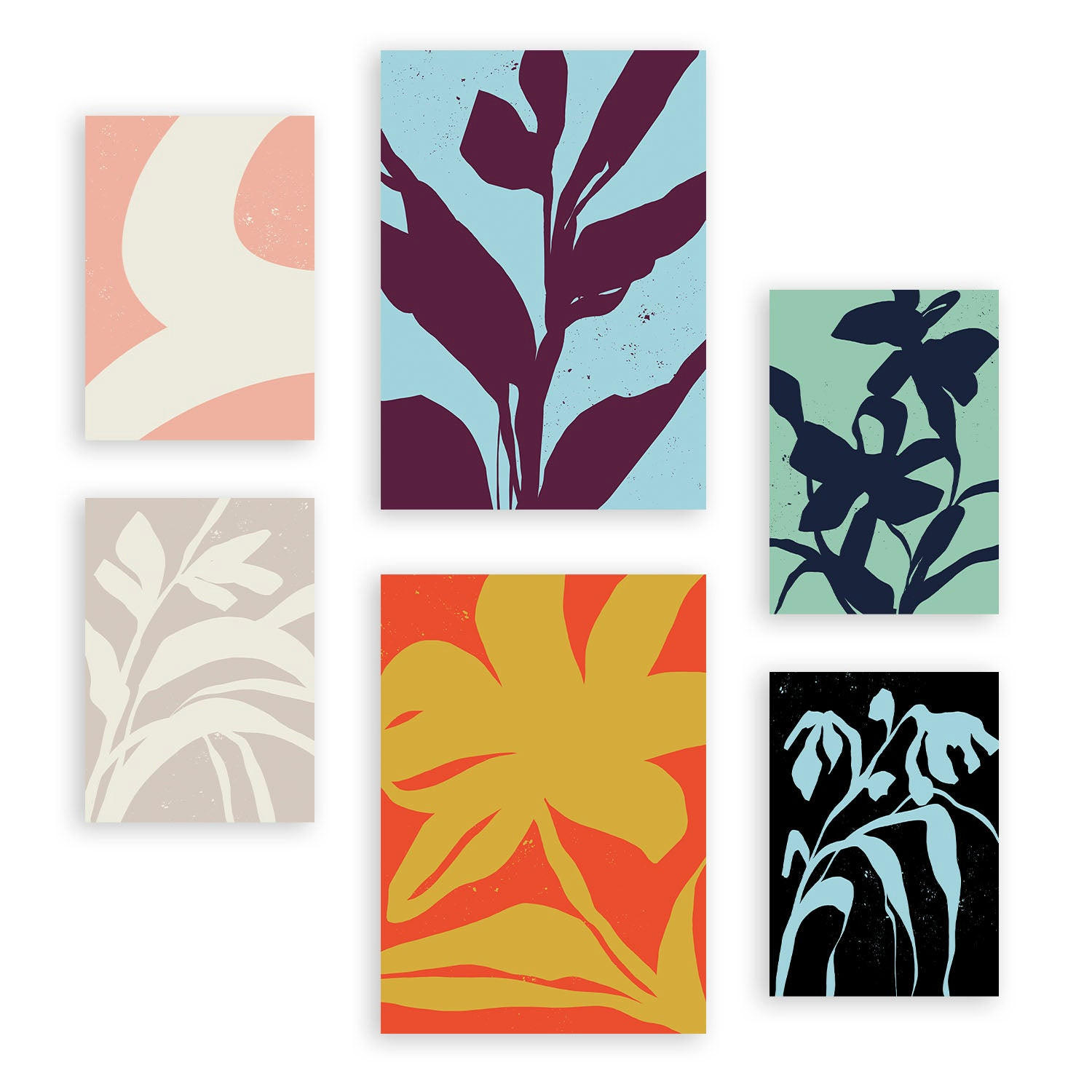 POSTER Set Mit 6 Streifenblätter In Blume Zusammenfassung Ästhetische Dekorative Gemälde Für Ihr Wohnzimmer, Schlafzimmer, Zuhause A3 & A4 Rahmenlos - Klar, Papier (29/3cm) - Nacnic