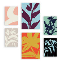 POSTER Set Mit 6 Streifenblätter In Blume Zusammenfassung Ästhetische Dekorative Gemälde Für Ihr Wohnzimmer, Schlafzimmer, Zuhause A3 & A4 Rahmenlos - Klar, Papier (29/3cm) - Nacnic