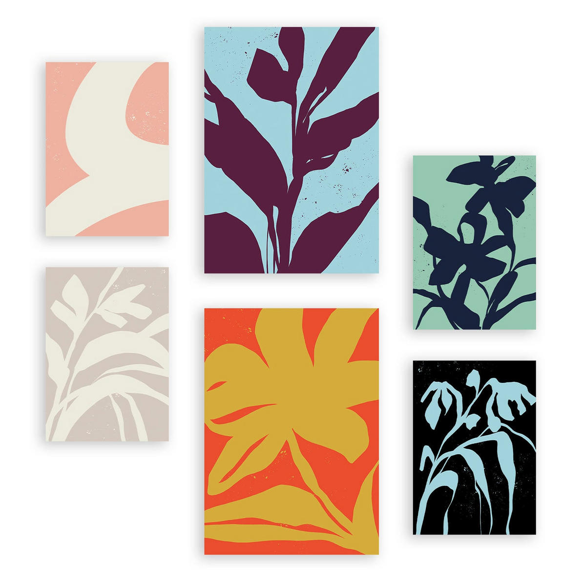 POSTER Set Mit 6 Streifenblätter In Blume Zusammenfassung Ästhetische Dekorative Gemälde Für Ihr Wohnzimmer, Schlafzimmer, Zuhause A3 & A4 Rahmenlos - Klar, Papier (29/3cm) - Nacnic