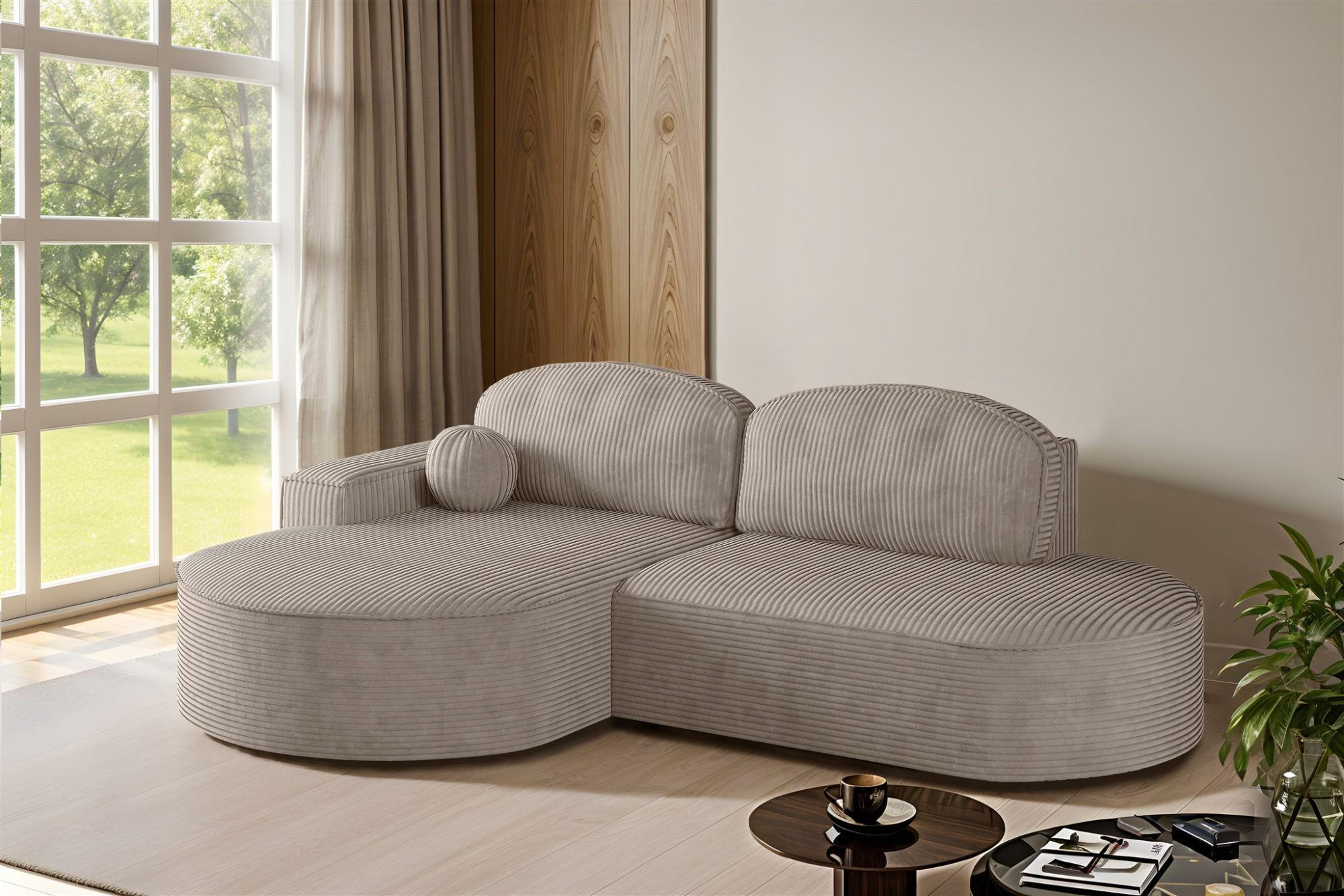 ECKSOFA Girona Mit Schlaffunktion - Braun, Holzwerkstoff/Textil (278/179cm) - Fun Möbel