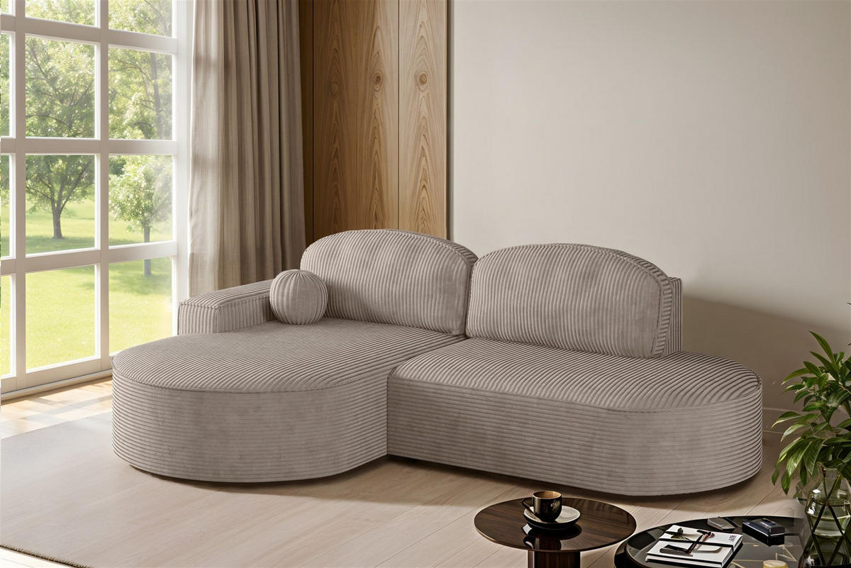 ECKSOFA Girona Mit Schlaffunktion - Braun, Holzwerkstoff/Textil (278/179cm) - Fun Möbel