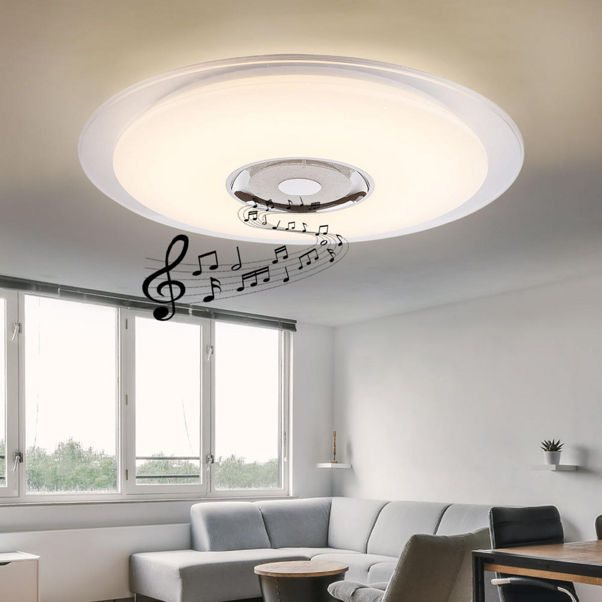 LED DECKENLEUCHTE Tune Silber Metall Acryl - Silberfarben, Metall (60/60/6.1cm) - Globo Lighting