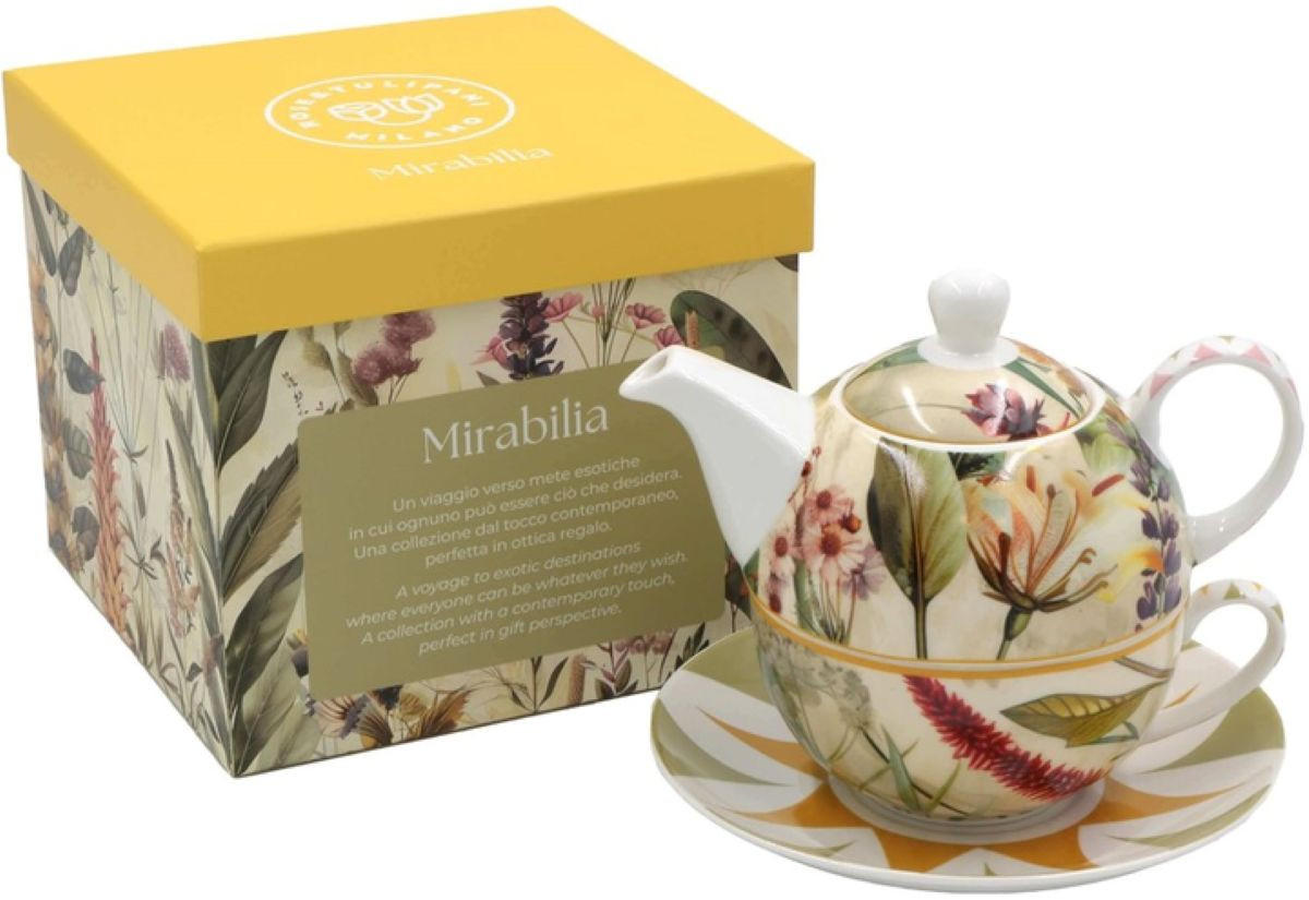 TEA4ONE mit Untertasse MIRABILIA 400 ml gelb - Orange, Keramik (0.3L) - Rose & Tulipani