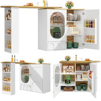 KÜCHENINSEL 138-204x39x105 cm aus MDF und Metall mit drehbarem Beistelltisch und dreistöckigem Aufbewahrungssystem, weiß - Weiß, Holzwerkstoff (204/105/39cm) - Luhomfu