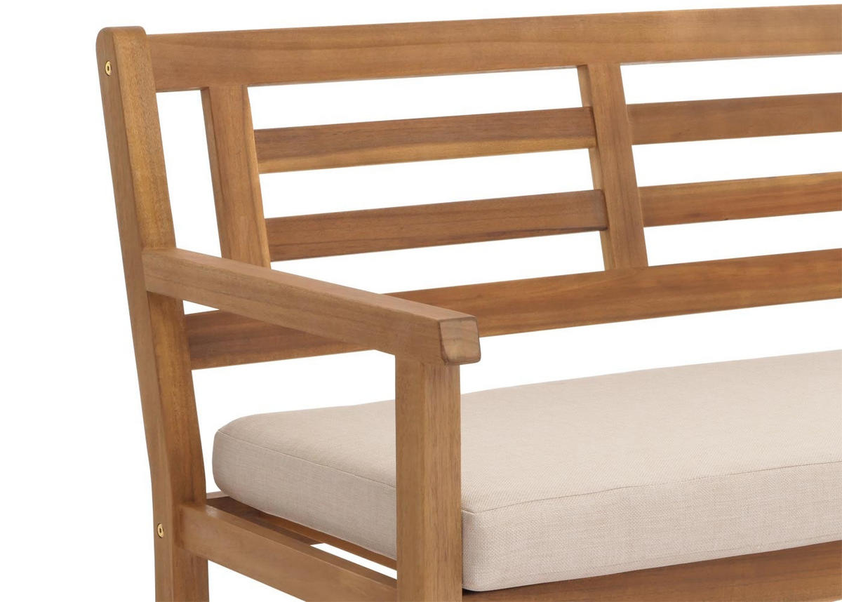 GARTENBANK 82x145x59cm Kissen Creme-Beige - Braun, Holz (145/82/59cm) - PROREGAL