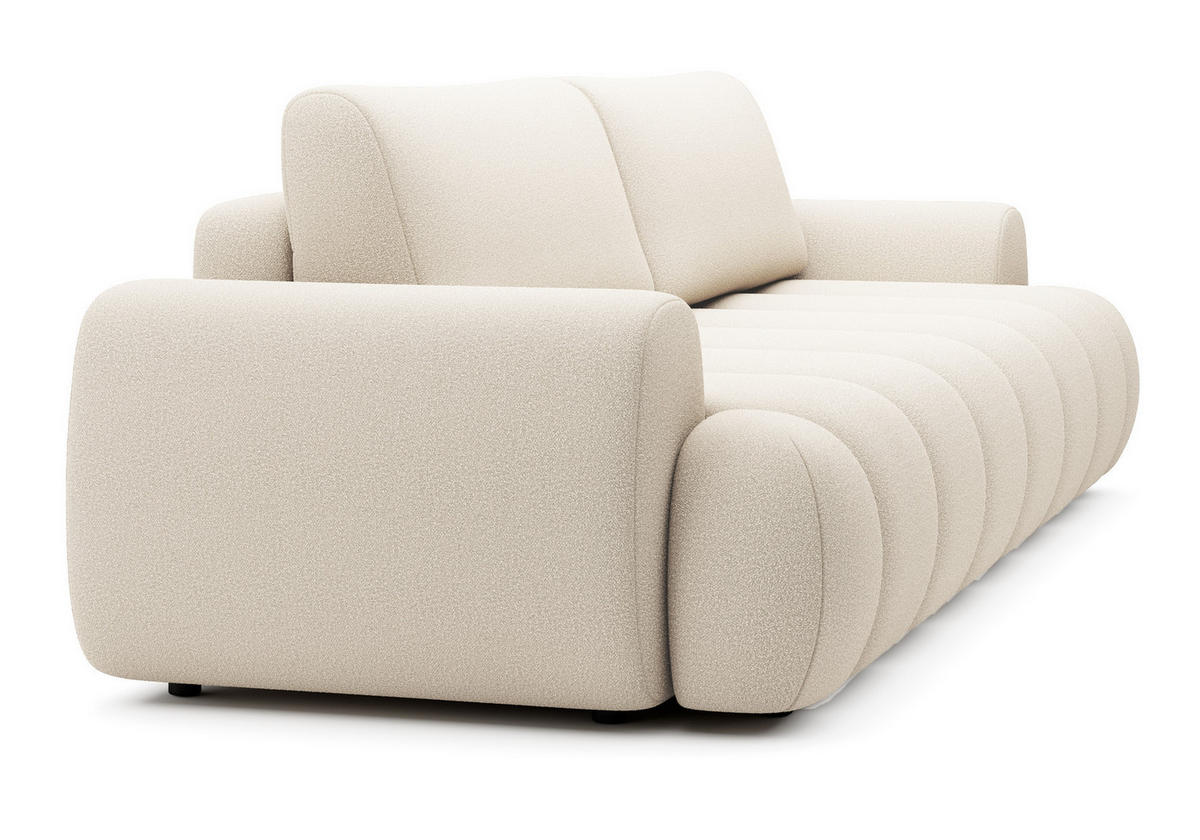 SOFA 260 cm mit Schlaffunktion Puro, Bettkasten, Modern Design, Creme - Creme, Holz (263/81/110cm) - Emporius