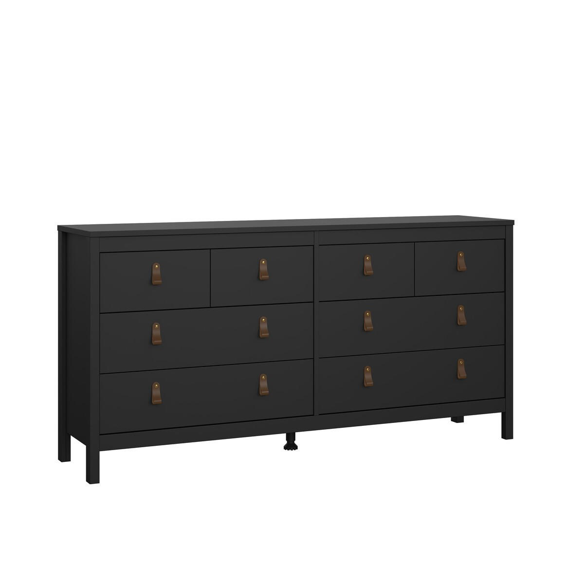 DOPPELTE Kommode mit 8 Schubladen matt schwarz barcelone 159,6/38,4/79,7 cm - Schwarz, Holzwerkstoff (38.4/79.7/159.6cm) - Calicosy