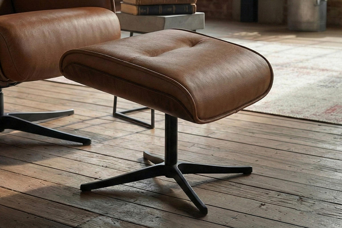 RELAXSESSEL FERREIRA Braun Leder Relaxfunktion - Schwarz/Braun, Leder/Metall (78/106/84cm) - KAWOLA