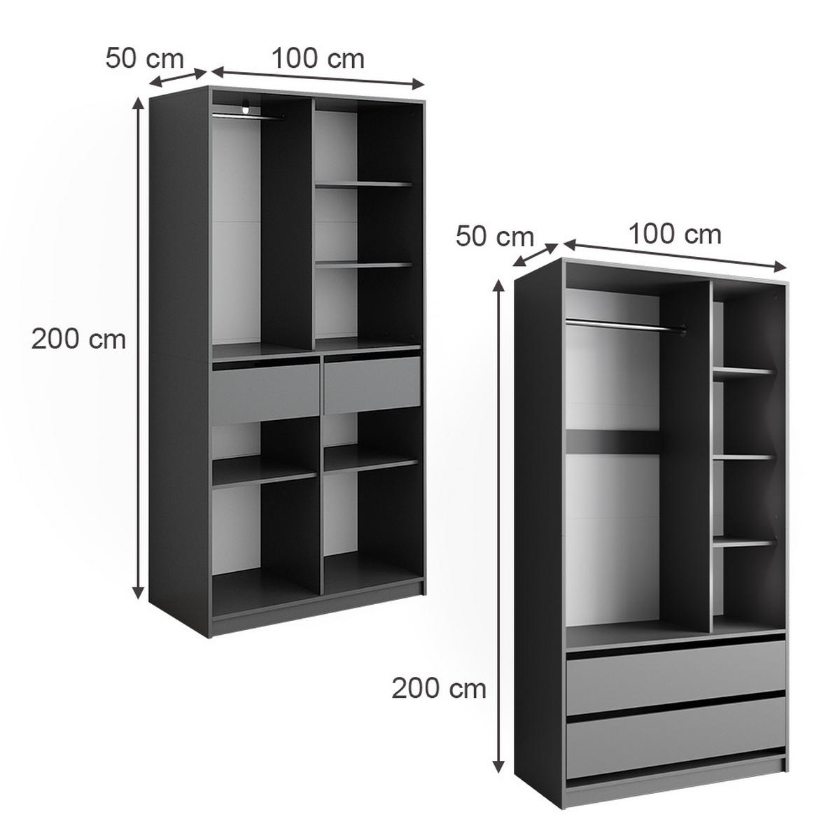 ŠATNÍ SKŘÍŇ Elmo Antracit - antracitová, kompozitní dřevo (200/200/50cm) - Vicco