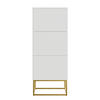 SCHUHSCHRANK Veldio mit 3 Klappen Weiß mit goldenem Metallgestell 50 cm - Goldfarben/Weiß, Holzwerkstoff/Metall (50/125/30cm) - Selsey