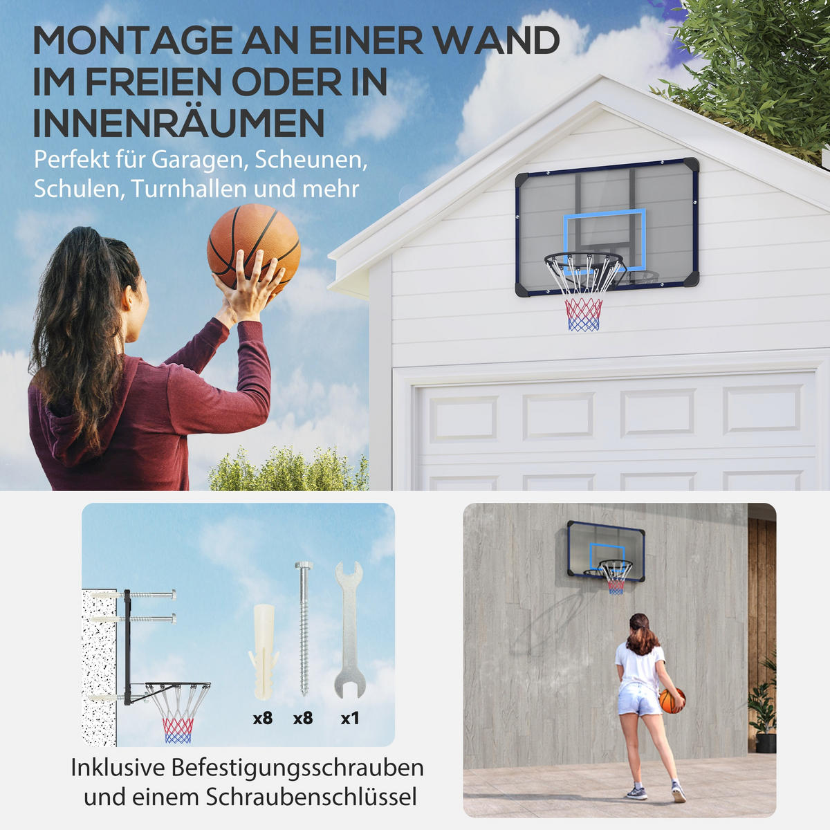 BASKETBALLKORB - Blau, Metall (61/113cm) - SPORTNOW