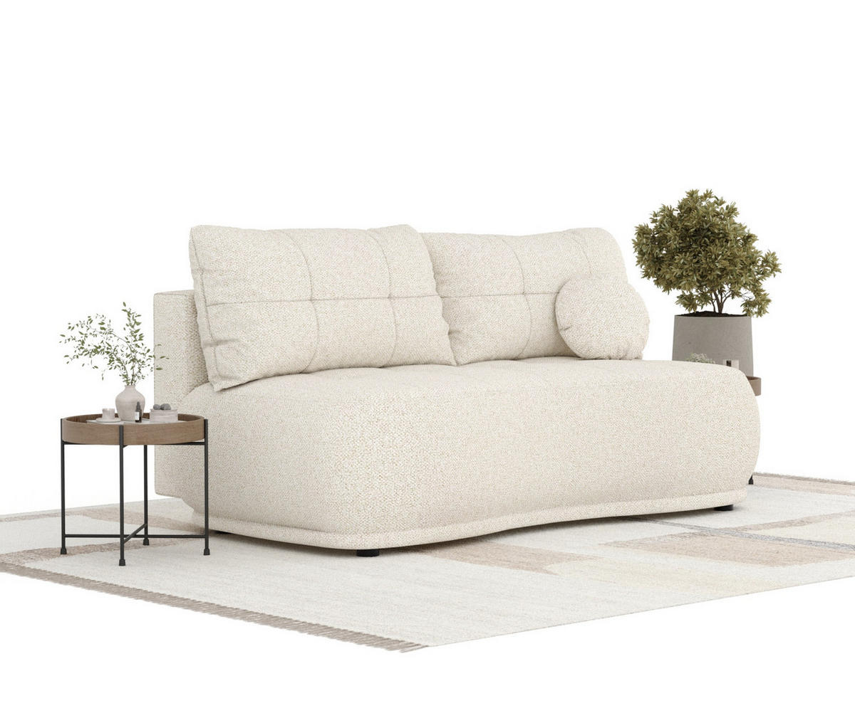 SCHLAFSOFA Cirrus Creme Plüschstoff - Creme/Schwarz, Holz/Holzwerkstoff (206/95/105cm) - Maison de Reve