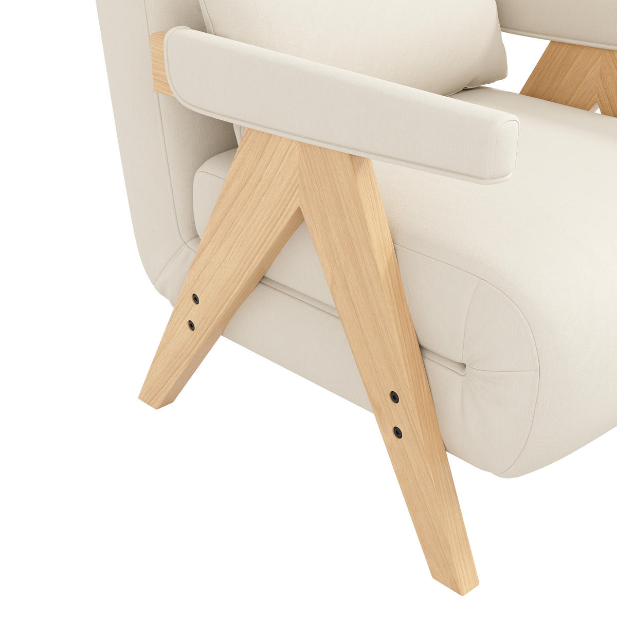 SCHLAFSESSEL Leinen Beige klappbar, verstellbar und mit Kissen - Eichefarben/Beige, Holz/Holzwerkstoff (64/87/60cm) - WISHDOR