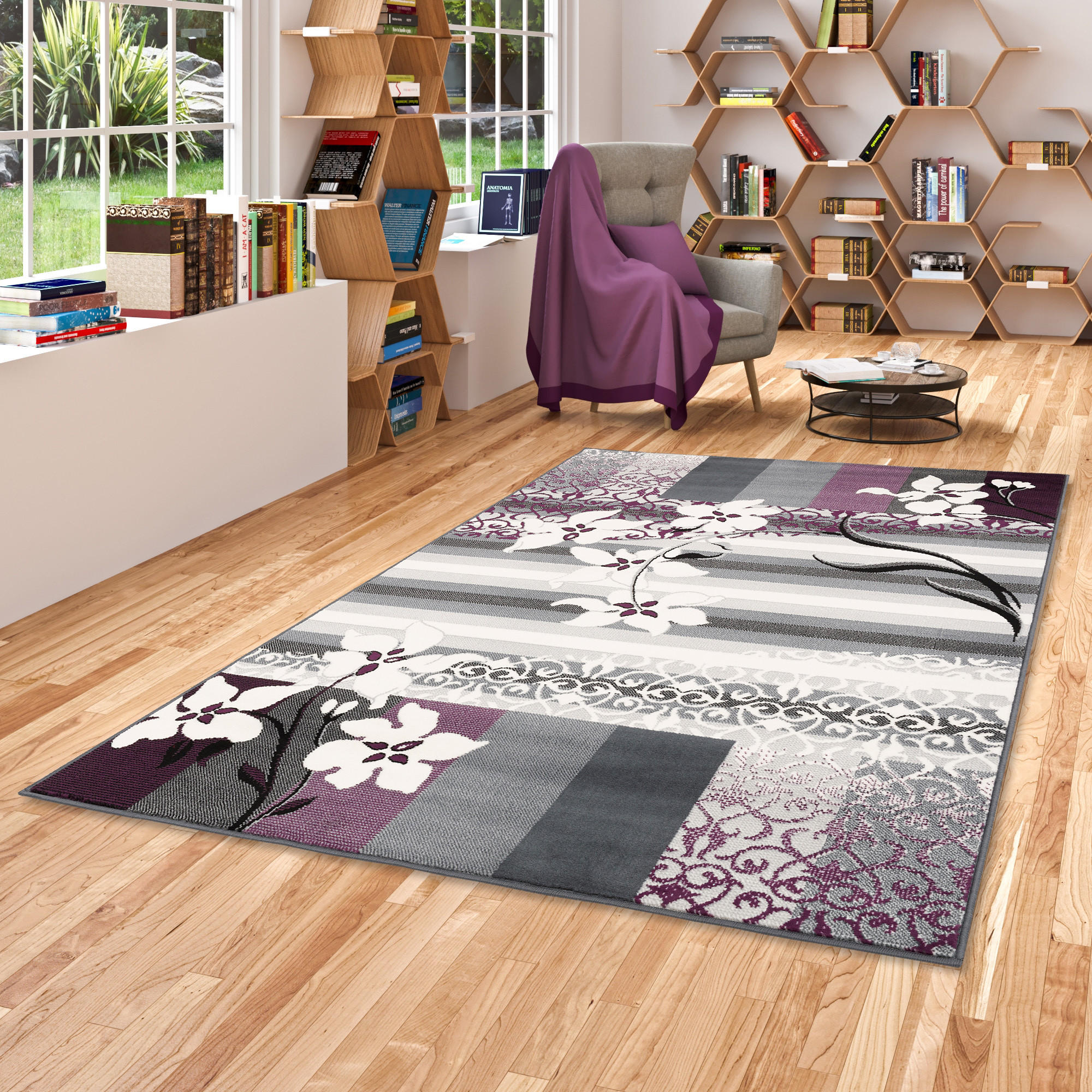 MODERN DESIGNER VELOURS TEPPICH SAMBA - Lila, Textil (120/170cm) - Pergamon