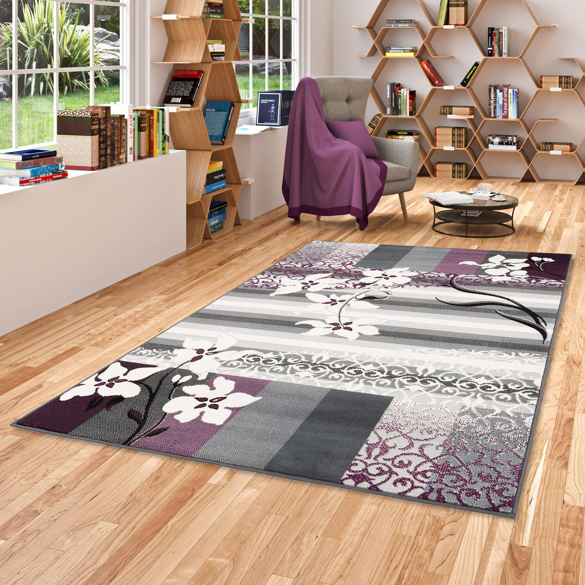 MODERN DESIGNER VELOURS TEPPICH SAMBA - Lila, Textil (120/170cm) - Pergamon