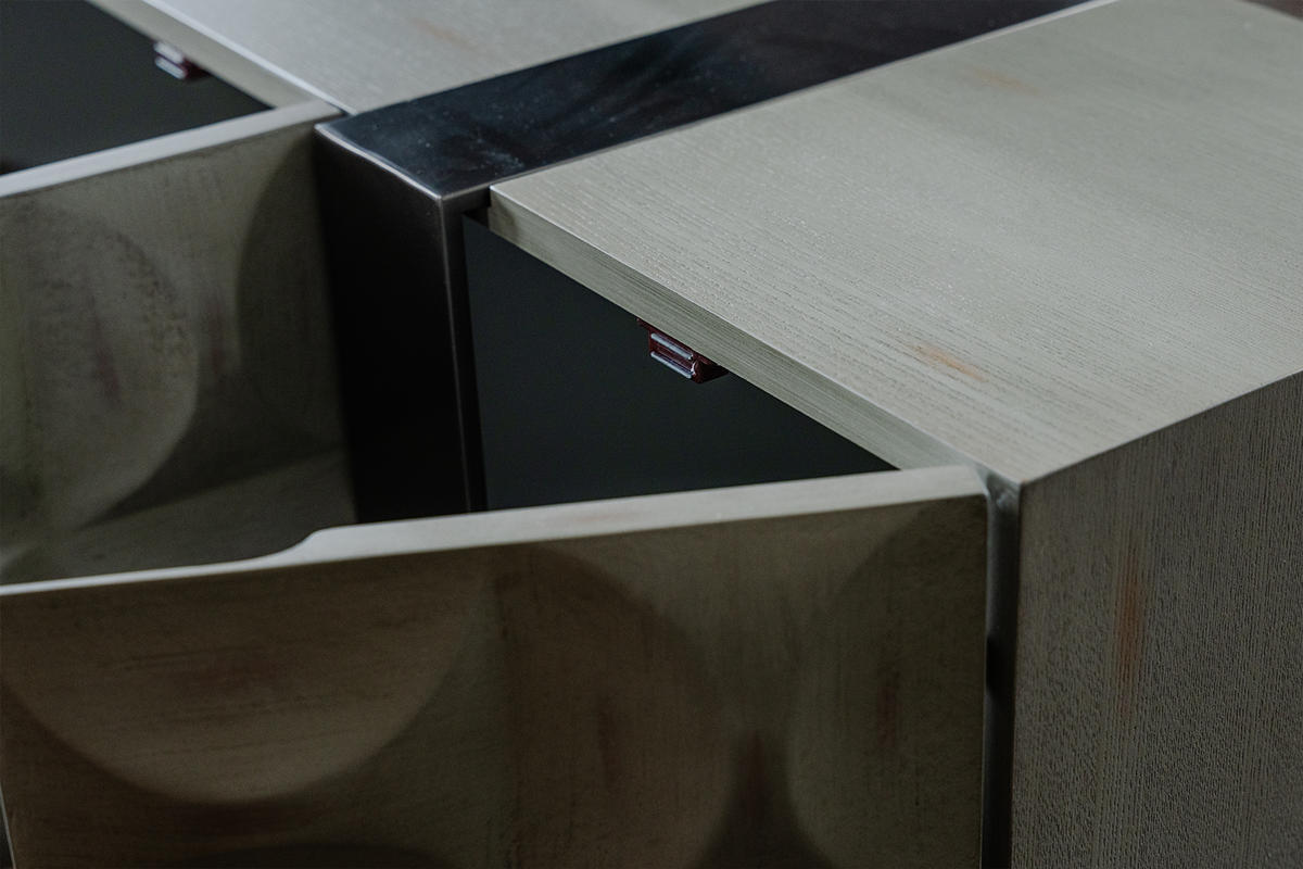 LOWBOARD MARGO Grau Holz - Grau, Holz/Metall (200/42/40cm) - KAWOLA