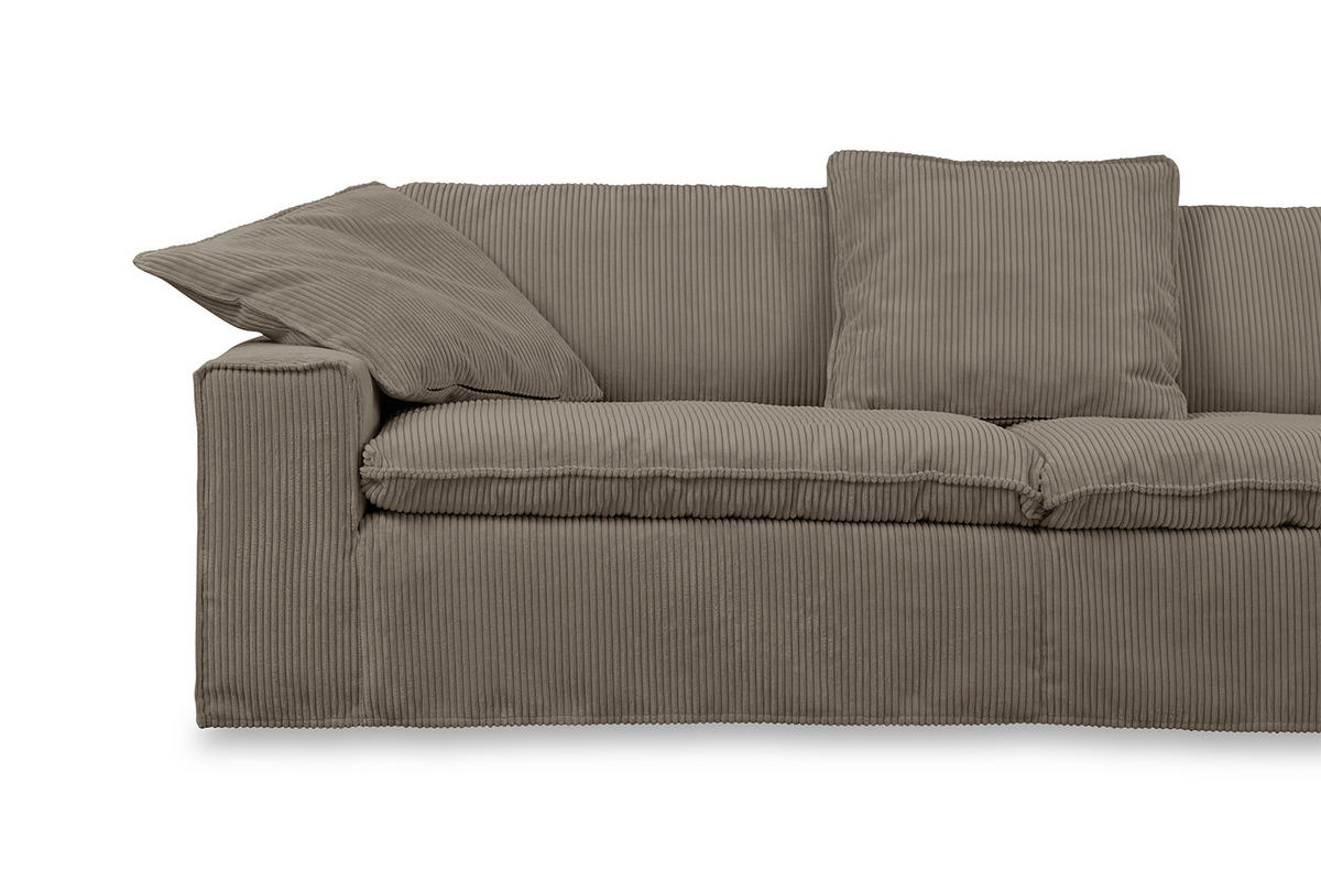 SOFA XL NETTA Braun Cord - Dunkelbraun/Braun, Birkenholz/Textil (258/90/116cm) - KAWOLA