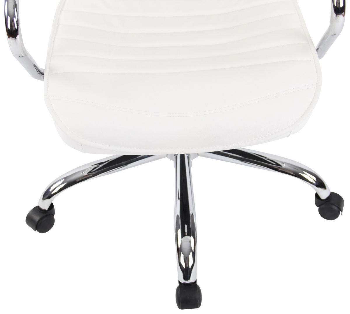 CHEFSESSEL Echtleder Weiß - Chromfarben/Weiß, Leder/Metall (59/117/57cm) - CLP