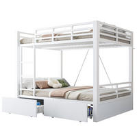 ETAGENBETT 90/200 cm & 140/200 cm in Weiß mit 2 Schubladen und Sicherheitsgeländer - Weiß, Holzwerkstoff/Metall (140/200cm) - STILVORA