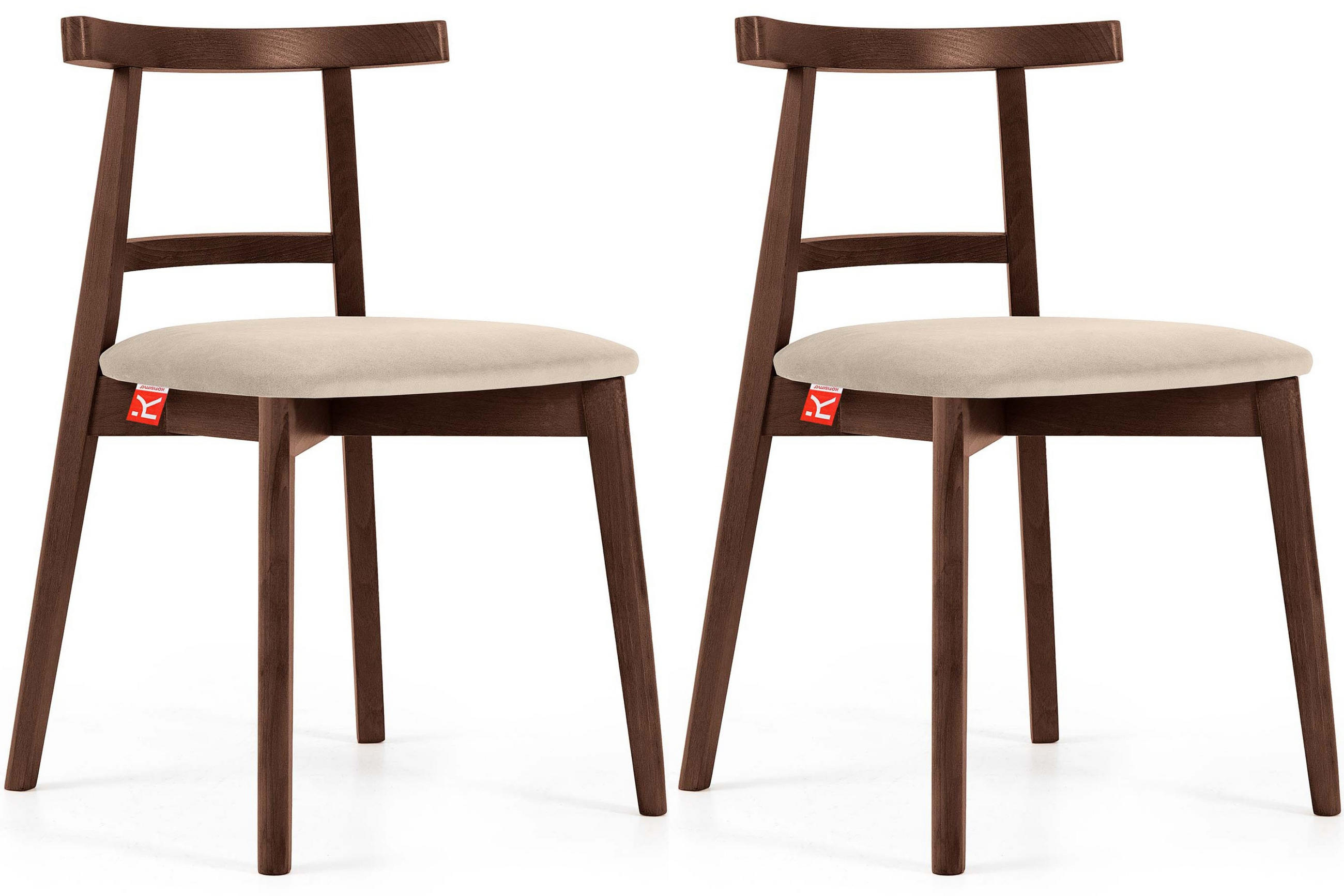 ESSTISCHSTÜHLE LILIO 2 St Vintage, Creme / mittelbraun - Creme/Braun, Holz/Textil (47/76/45cm) - KONSIMO®