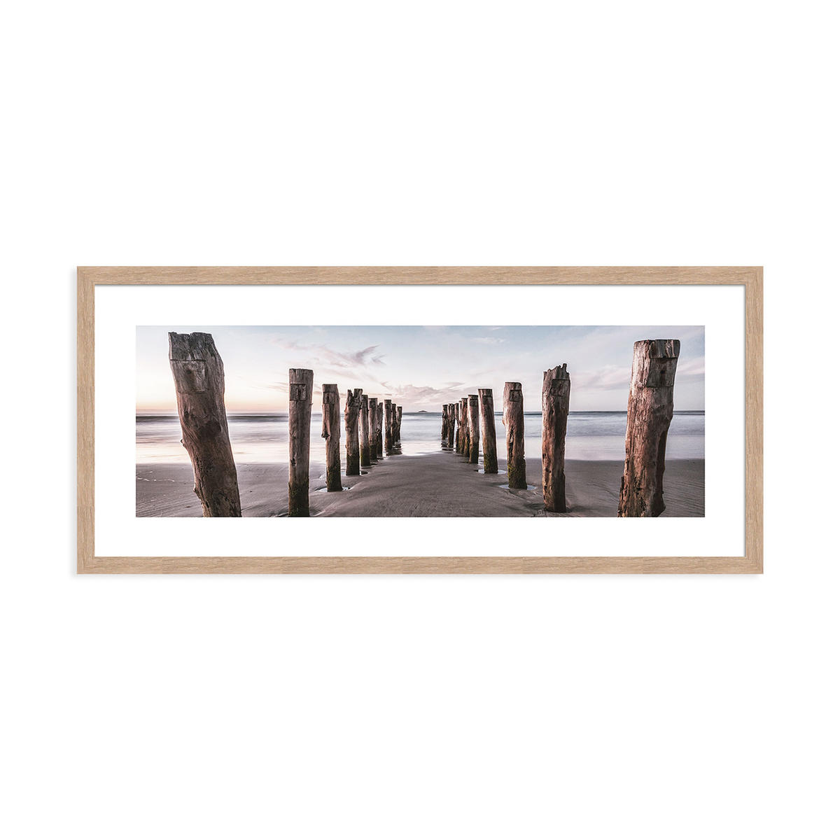 POSTER mit Rahmen 70x30 cm Strandlandschaft Meer - Beige, Holz (71/30cm) - artissimo