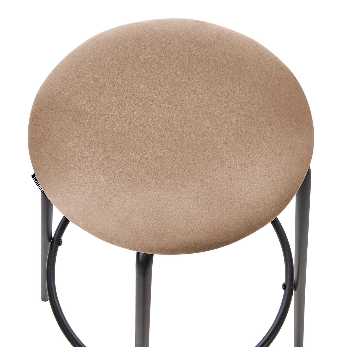 BARHOCKER 2er-Set Samtstoff Hellbraun Morton - Hellbraun, Textil (43/75/43cm) - Beliani