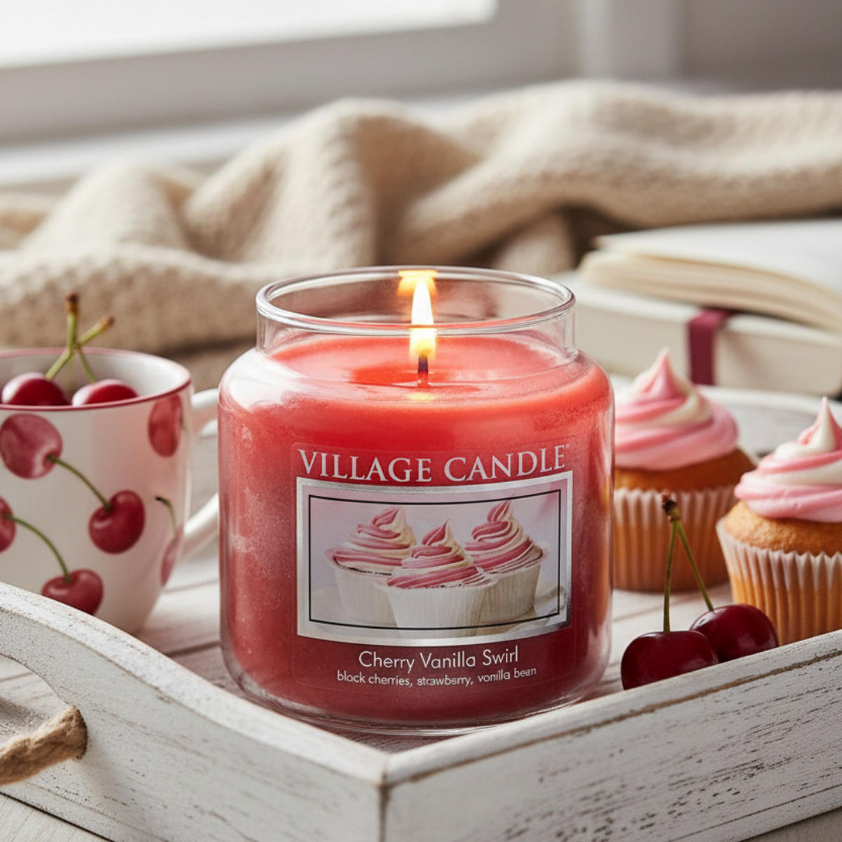 DUFTKERZE Cherry Vanilla Swirl Rot 411 g Glas - Kirschrot, Glas/Paraffin (13cm) - Village Candle
