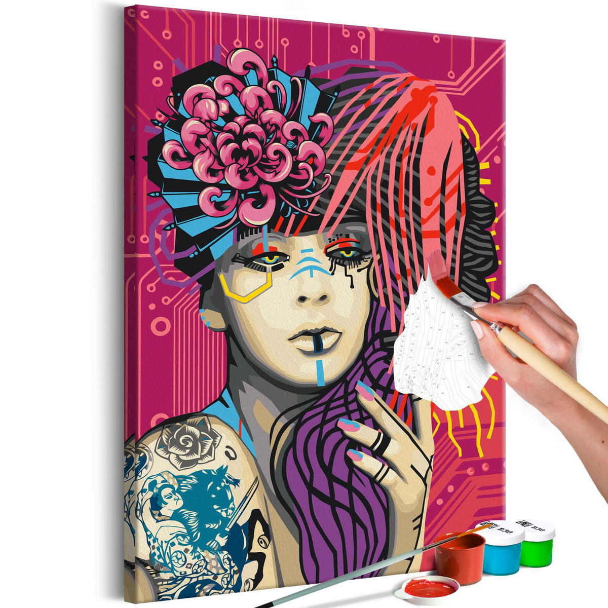 MALEN-N.-ZAHLEN Circuit Girl - Multicolor, Textil (40/60cm) - KUNSTLOFT
