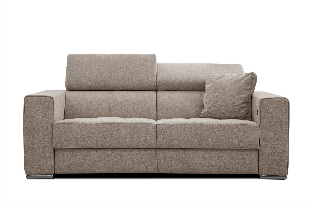 SOFA QUARTZ 3-Sitzer mit Ausziehsitz, taupe - Taupe, Holzwerkstoff/Textil (202/80/102cm) - Courtois Laville
