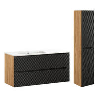 BADMÖBEL 120cm Elora 2er-Set Schwarz und Holz - Schwarz, Holzwerkstoff (120/57/46cm) - Petits-meubles