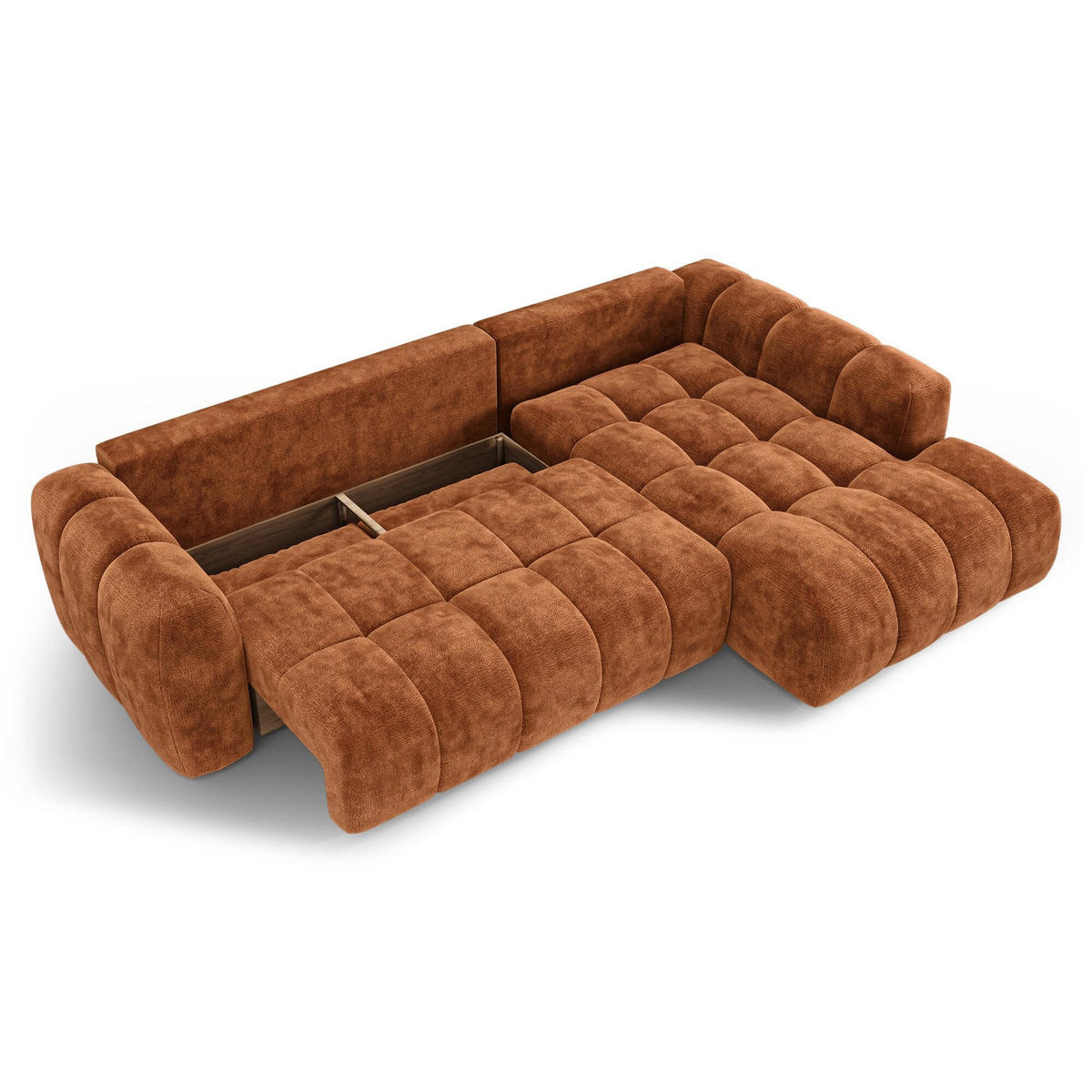 ECKSOFA rechtwinklig SKY Geprägter Samt Terrakotta 310cm - Dunkelorange/Terracotta, Textil (310/180cm) - Premium Interiors
