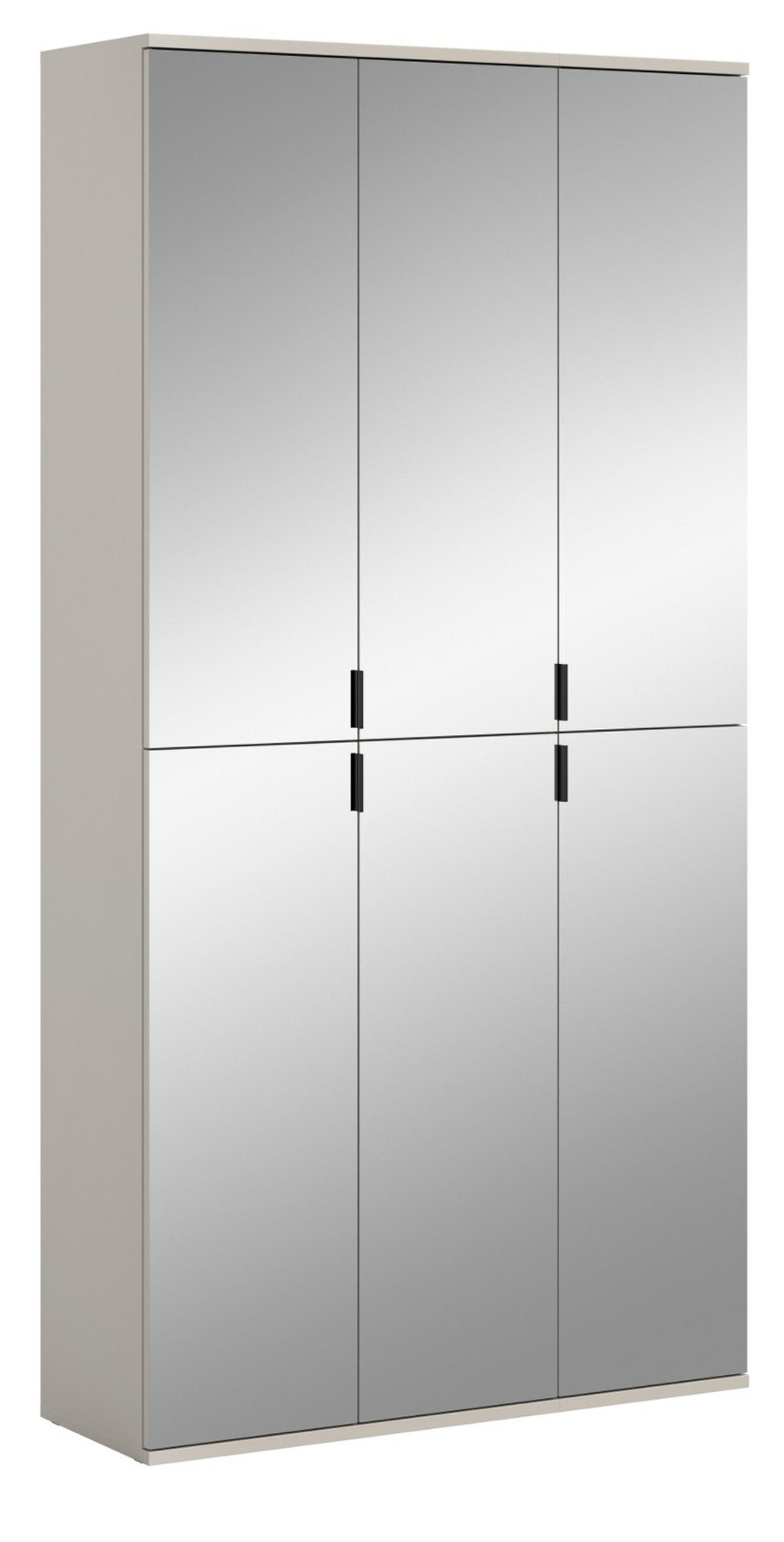 GARDEROBENSCHRANK Kaschmir 91 x 193 cm, Flurschrank mit Spiegel - Kaschmir/Schwarz, Glas/Holzwerkstoff (91/193/34cm) - Inn.Furn