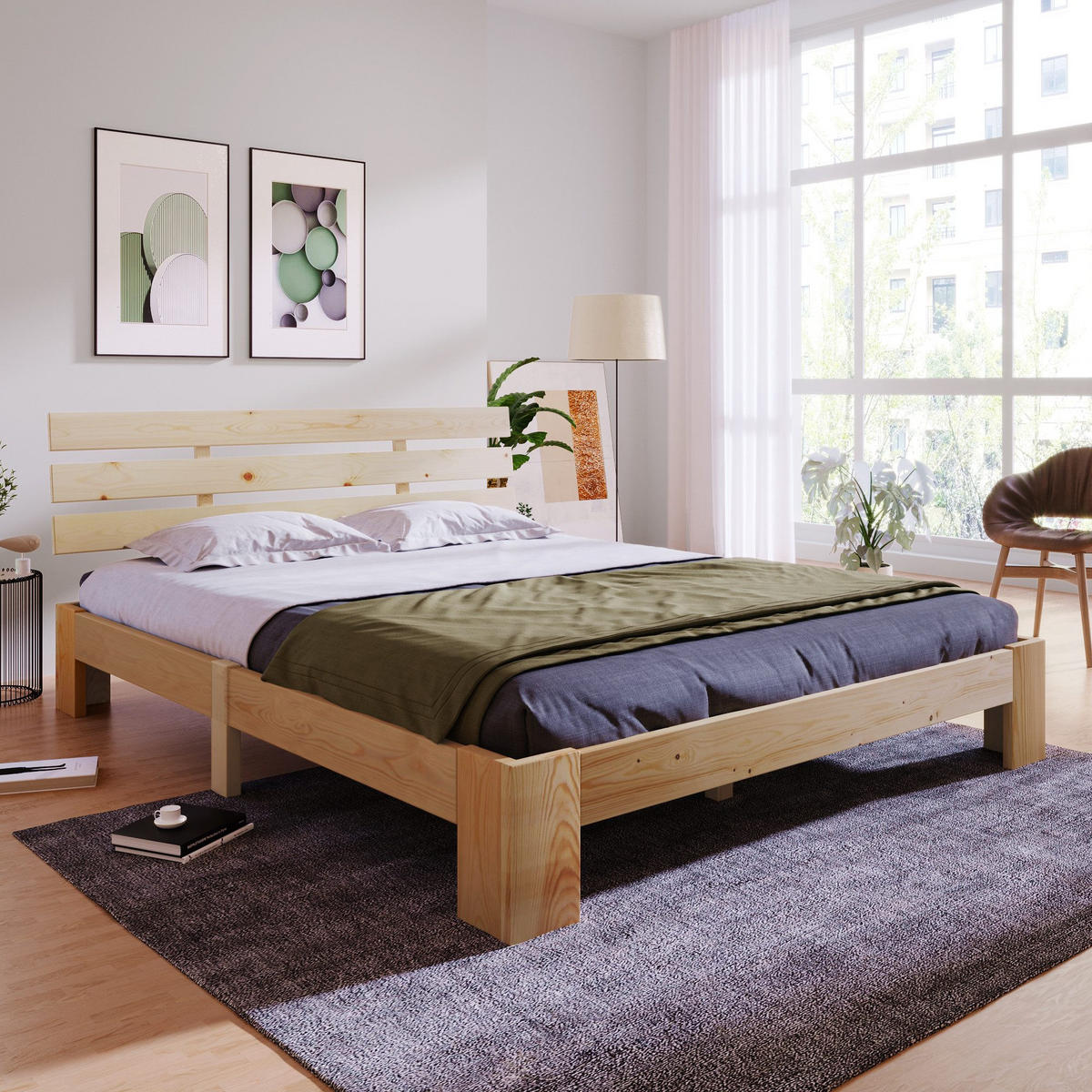 MASSIVHOLZBETT 140x200cm Doppelbett & Stauraum - Ahornfarben, Holzwerkstoff (140/200cm)