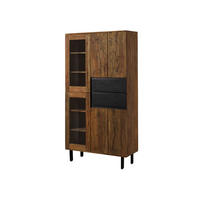 VITRINE Sheesham 100x40x190 natur unbehandelt LICHTENBERG #106 - Braun, Holz (100/190/40cm) - Massivmoebel24