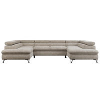 WOHNLANDSCHAFT PEDRO U Struktur Beige - Beige/Schwarz, Textil/Metall (346/76/208cm) - MKS
