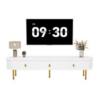 TV-SCHRANK in Weiß lackiert mit 3 Schubladen und goldfarbenen Beinen 174/35/41 cm - Weiß, Holzwerkstoff (174/41/35cm) - Redom