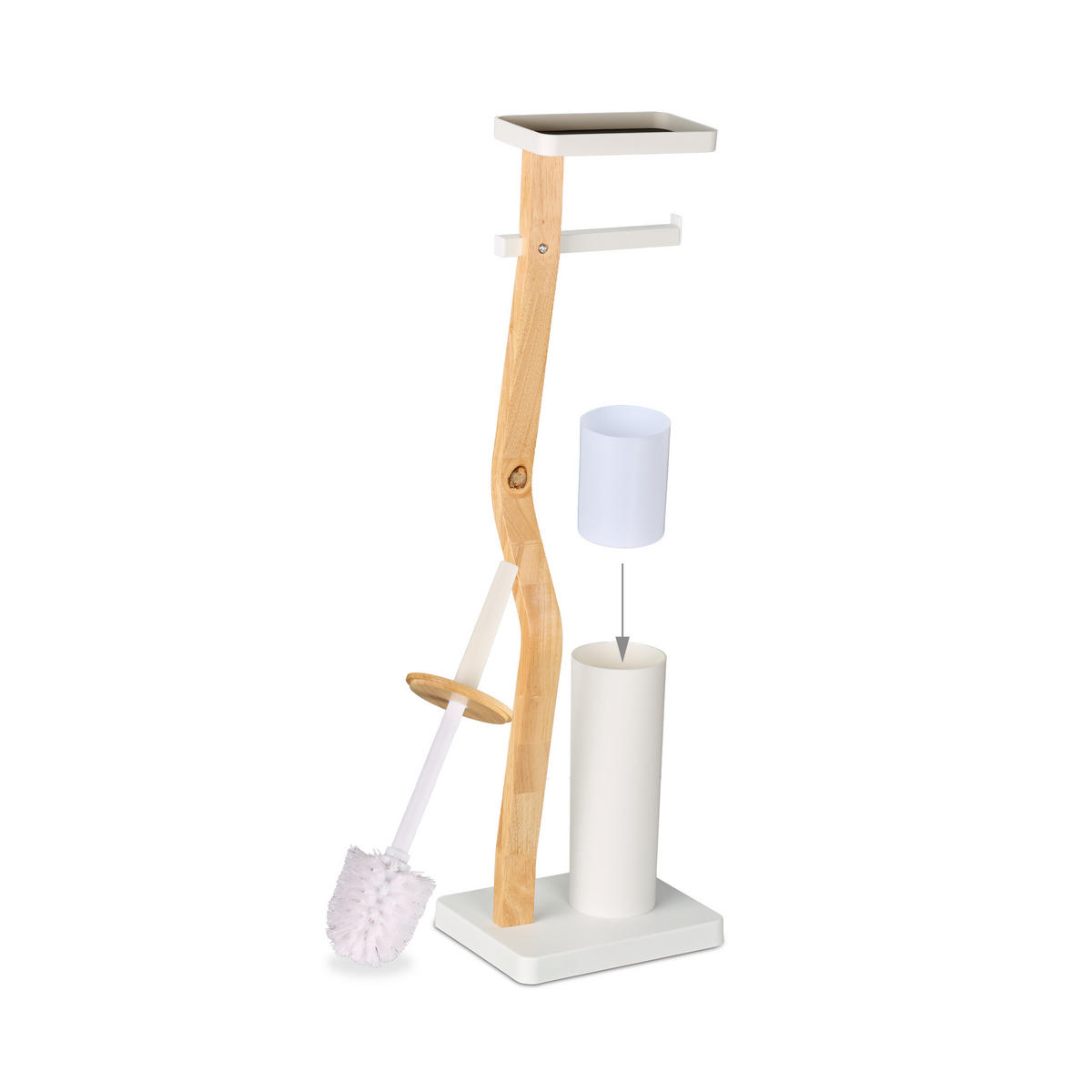 WC-GARNITUR - Weiß, Holz/Kunststoff (23/80.5/18cm) - Relaxdays